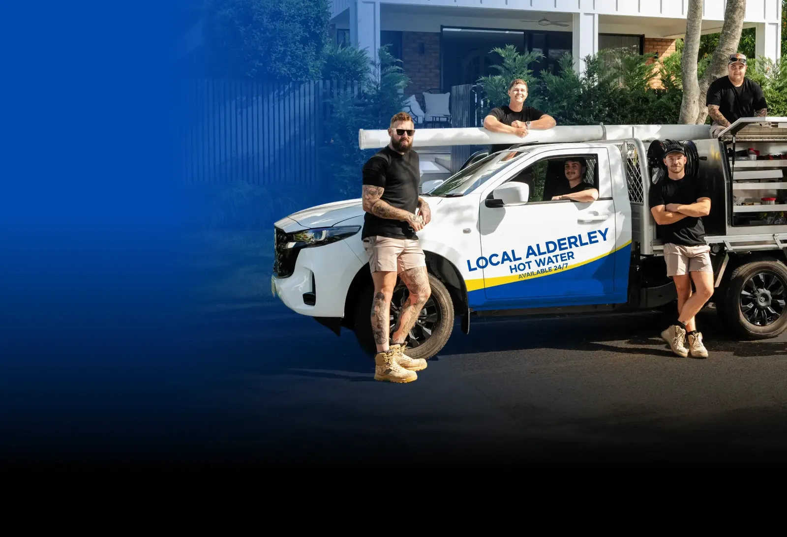 Local Alderley Hot Water team with the ute